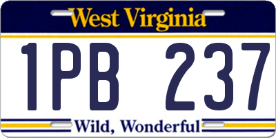 WV license plate 1PB237