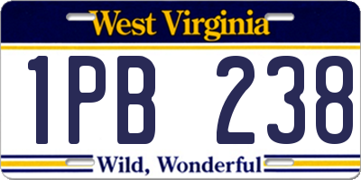 WV license plate 1PB238