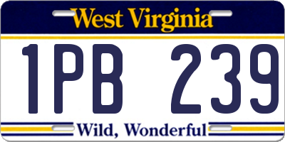 WV license plate 1PB239