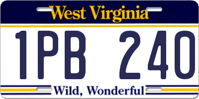 WV license plate 1PB240