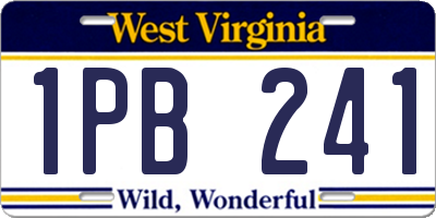 WV license plate 1PB241