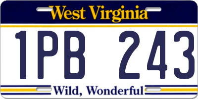 WV license plate 1PB243