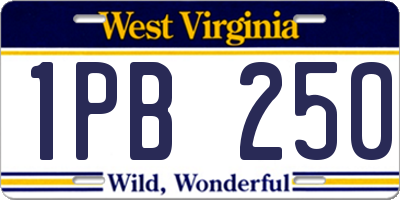WV license plate 1PB250