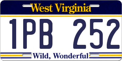 WV license plate 1PB252
