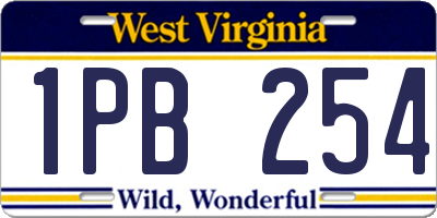 WV license plate 1PB254