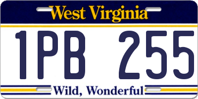 WV license plate 1PB255