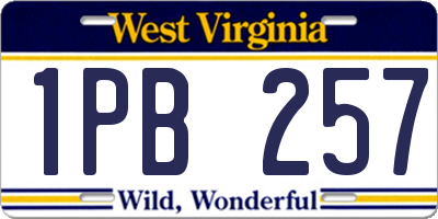 WV license plate 1PB257