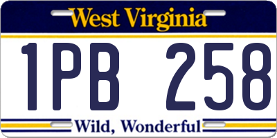 WV license plate 1PB258