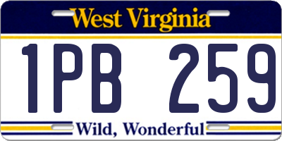 WV license plate 1PB259