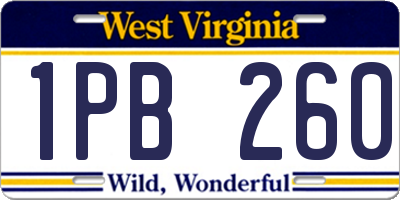 WV license plate 1PB260