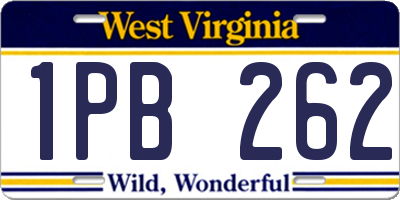 WV license plate 1PB262