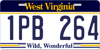 WV license plate 1PB264