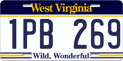 WV license plate 1PB269