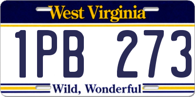 WV license plate 1PB273