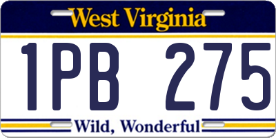 WV license plate 1PB275