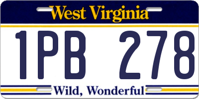 WV license plate 1PB278