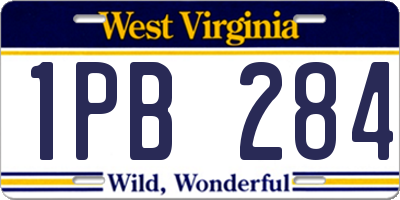 WV license plate 1PB284