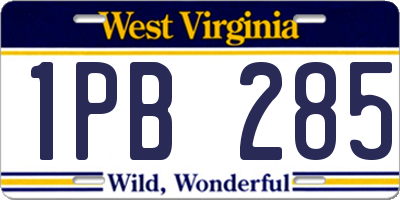 WV license plate 1PB285
