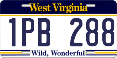 WV license plate 1PB288