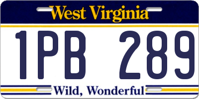 WV license plate 1PB289