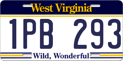 WV license plate 1PB293