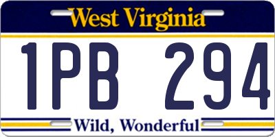 WV license plate 1PB294