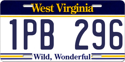 WV license plate 1PB296