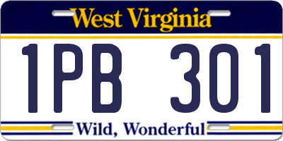 WV license plate 1PB301