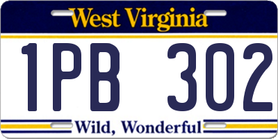 WV license plate 1PB302