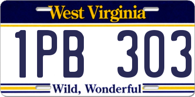 WV license plate 1PB303