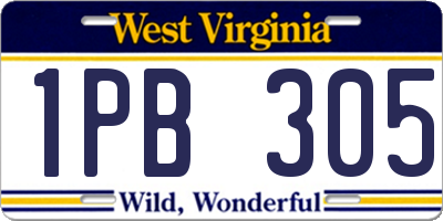WV license plate 1PB305