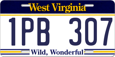 WV license plate 1PB307