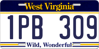 WV license plate 1PB309