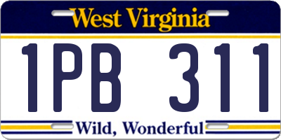WV license plate 1PB311