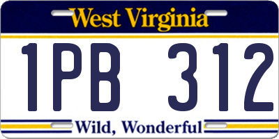 WV license plate 1PB312