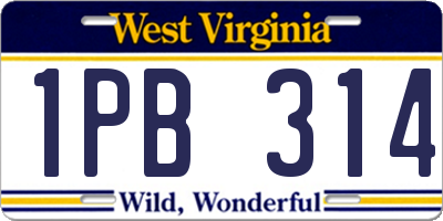 WV license plate 1PB314