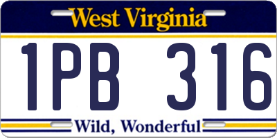 WV license plate 1PB316