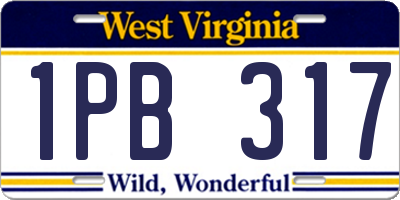WV license plate 1PB317