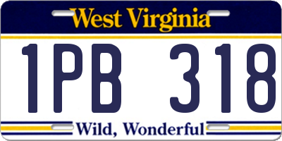 WV license plate 1PB318