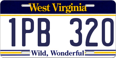 WV license plate 1PB320