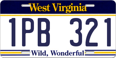 WV license plate 1PB321