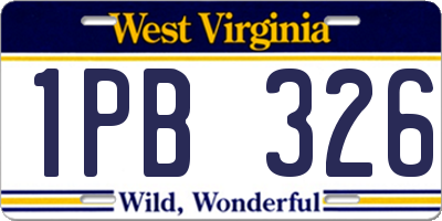 WV license plate 1PB326