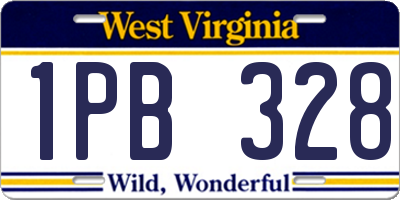 WV license plate 1PB328