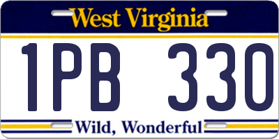 WV license plate 1PB330