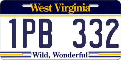 WV license plate 1PB332