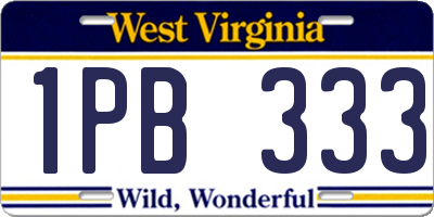 WV license plate 1PB333