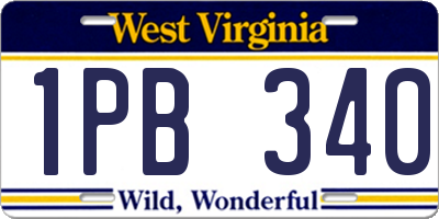 WV license plate 1PB340