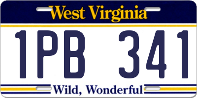 WV license plate 1PB341