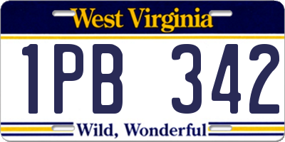WV license plate 1PB342