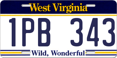 WV license plate 1PB343